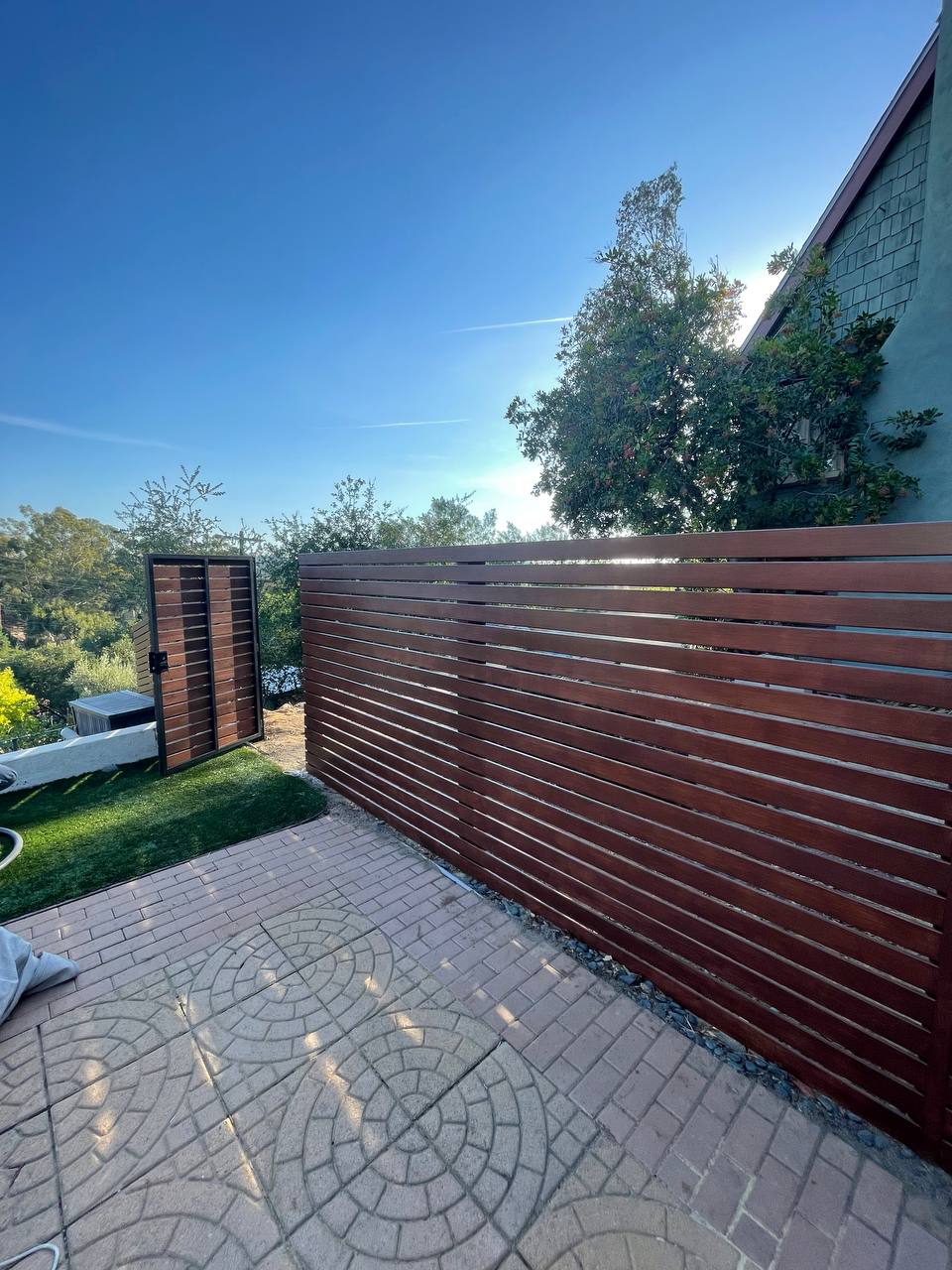 horizontal wooden fencing