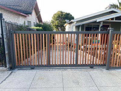 Modern Wood And Metal Sliding Driveway Gate