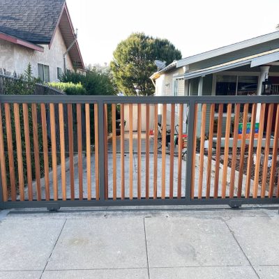 Modern Wood And Metal Sliding Driveway Gate