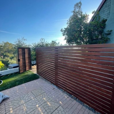 horizontal wooden fencing