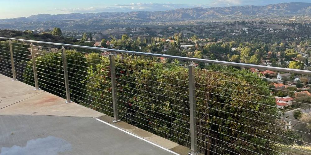Stainless steel cable railing installation.
