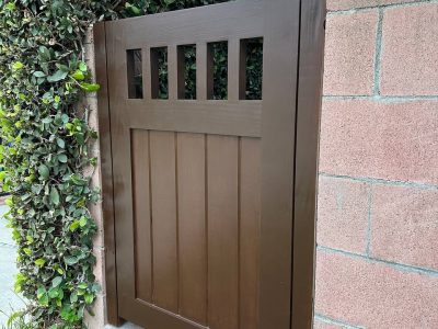 Brown Wooden Pedestrian Gate With Square Panels