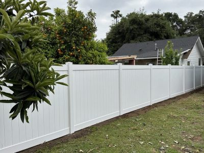 White Vinyl Privacy Fence Installation