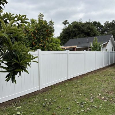 White Vinyl Privacy Fence Installation